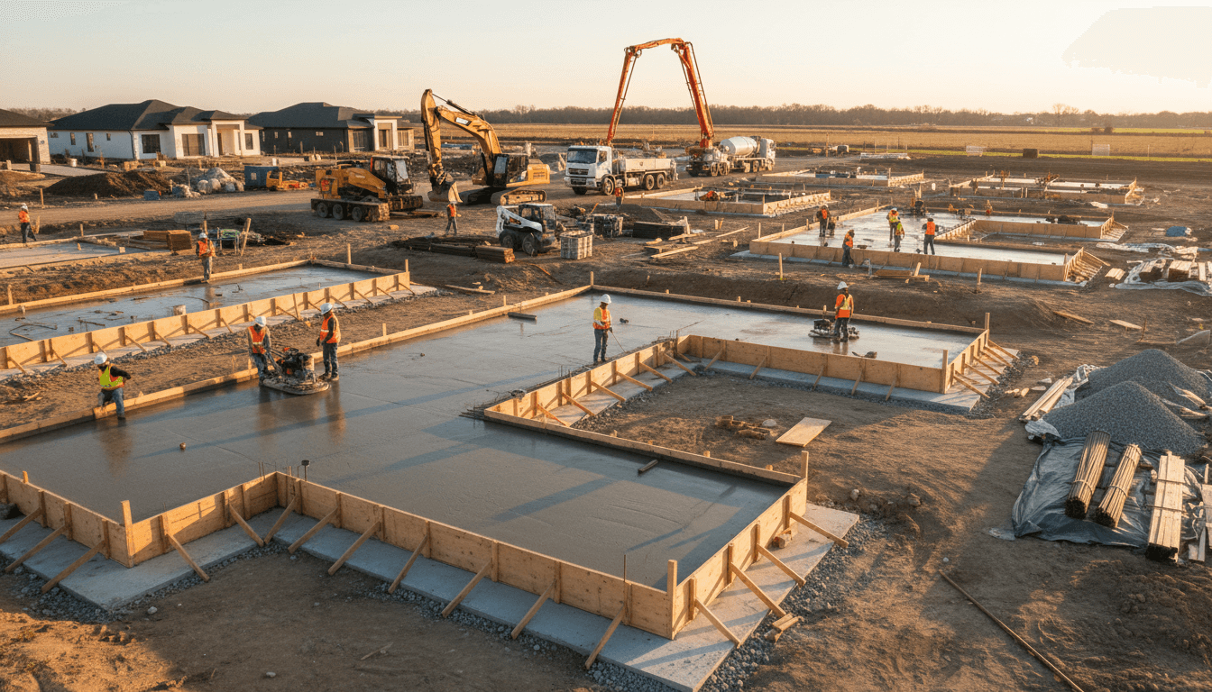 Chantier de construction résidentielle à Québec avec fondations